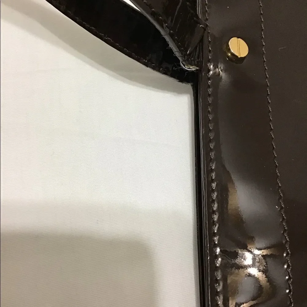 Tory Burch Brown Patent Leather Oversized Tote Bag